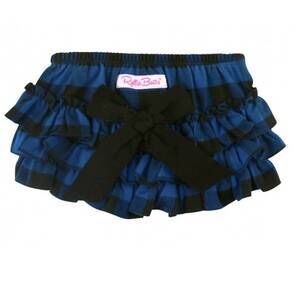 NEW RUFFLEBUTTS baby girls plaid diaper cover in navy/black